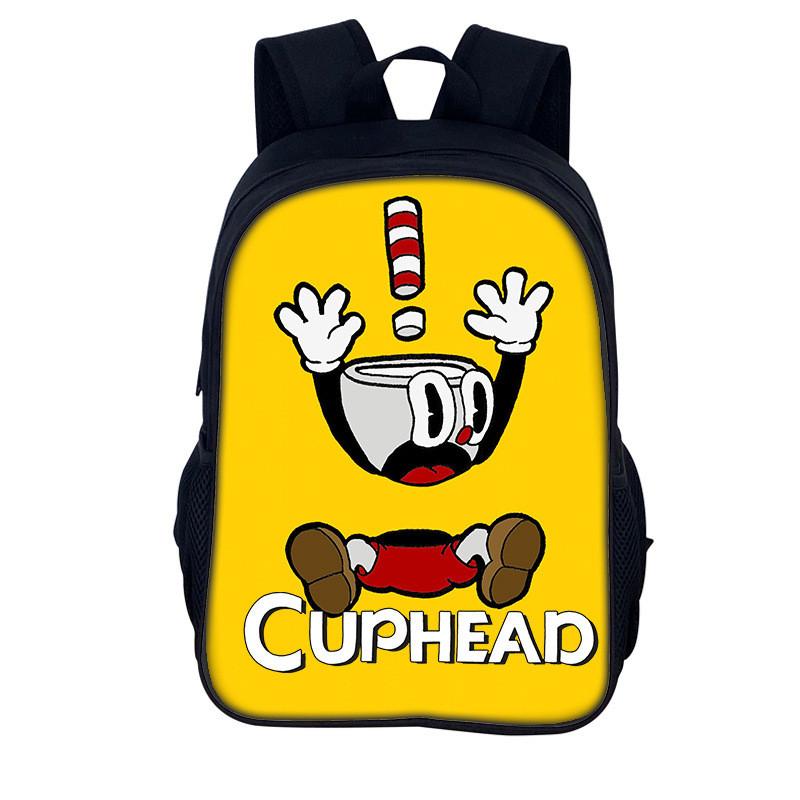 Cuphead Cartoon Backpack For Kids With Nylon Material And Spacious Design For School And Travel