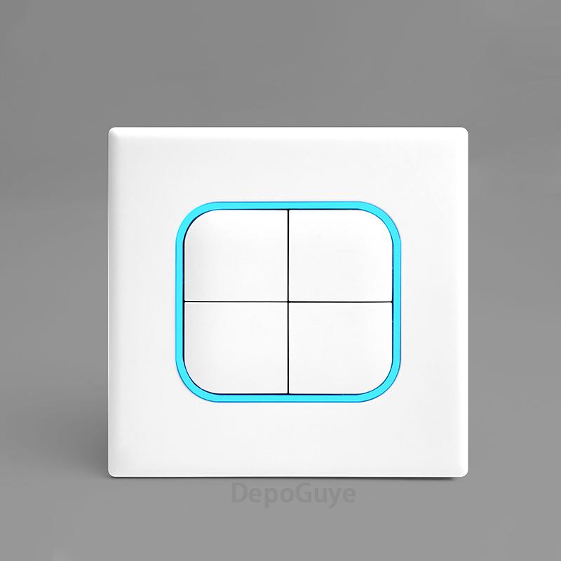 White 1 2 3 4 Gang Button Light Switch Panel Blue LED Indicator,UK Standard Wall Socket Universal Dual 3Pin USB C Power Outlet