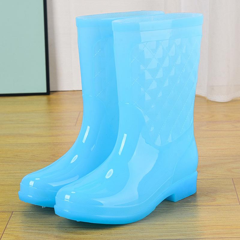 Jelly water boots tall waterproof shoes crystal rubber shoes non-slip cover shoes women's summer fashion rain shoes rain boots transparent thickened