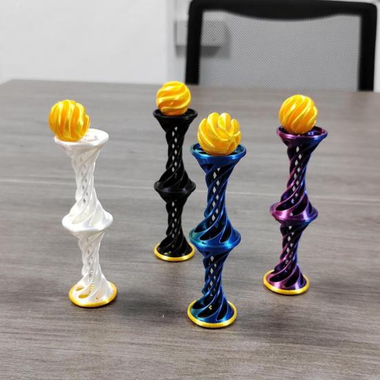Jucărie Spirală Imprimată 3D cu Bilă de Lansare Piramidă Imposibilă Sculptură de Trecere Iluzie de Fir Vortex Eliberare Stres