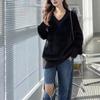 Women's High-End Korean Style V-Neck Pullover: Autumn/Winter Mink Velvet Knit Sweater