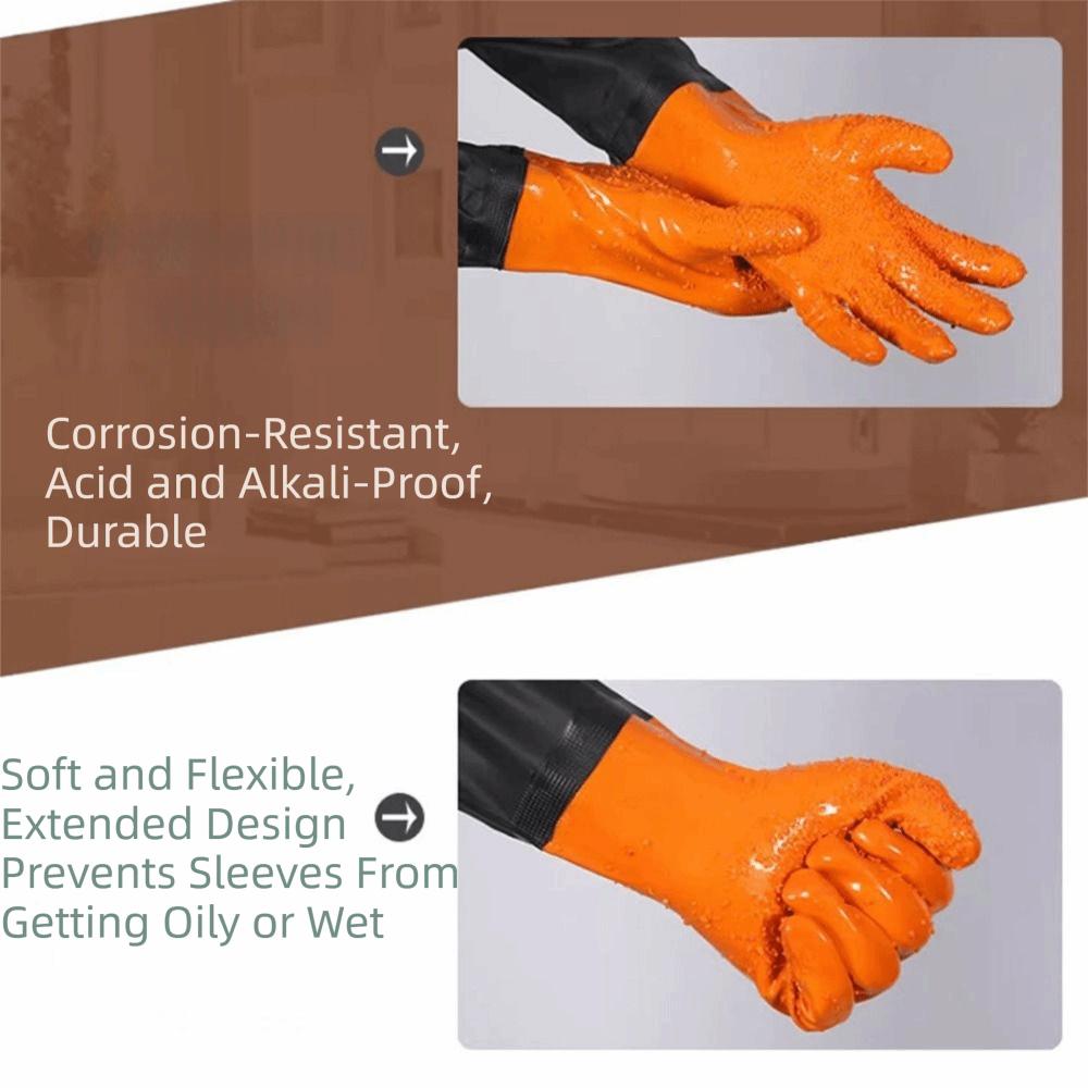 Non-Slip Rubber Work Gloves 70cm Work Safety Gloves Full Arm Pond Gloves  Drain Cleaning