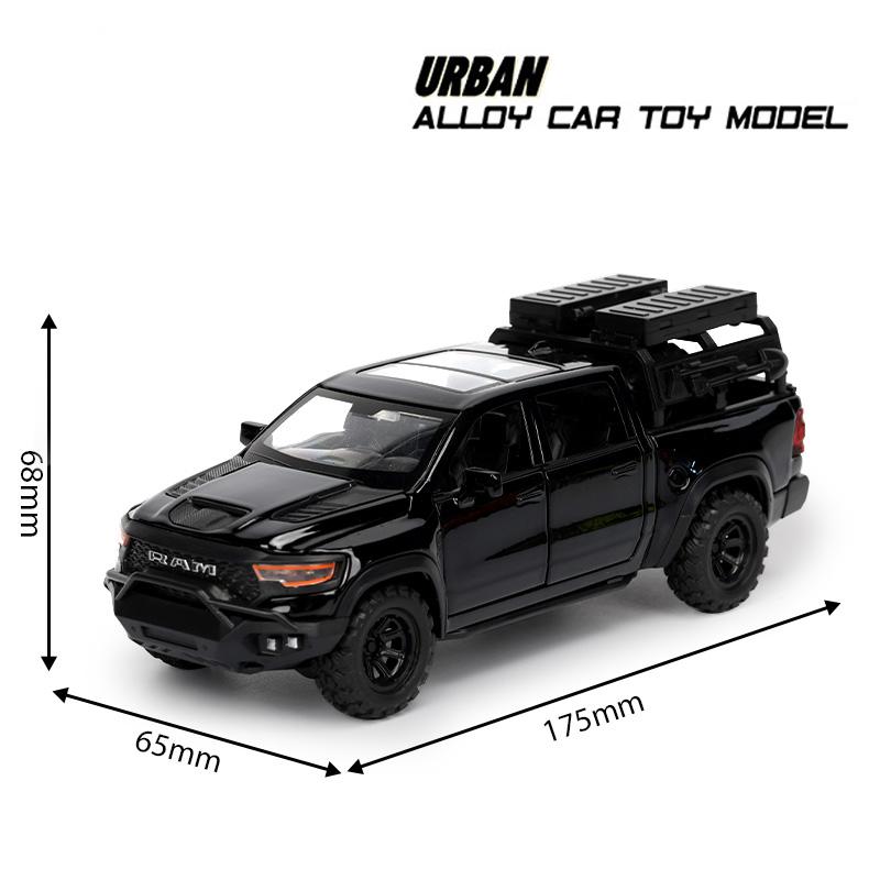 1:32 RAM MAMMOTH Pickup Off Road Vehicle Miniature Diecast Metal Model Car Toy Pull Back Sound & Light Collectibles Gifts
