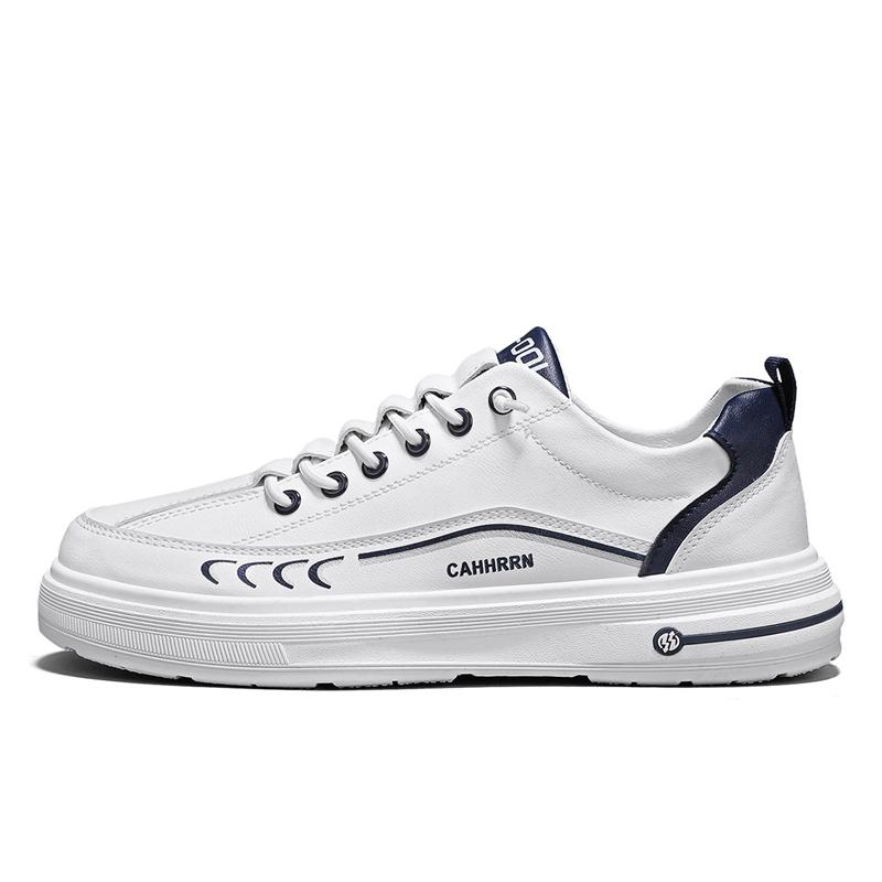 Men'S Casual Shoes Thick Soled  Breathable Flat Shoes Trendy  Versatile White Shoes Fashionable Color Matching Anti Slip Design