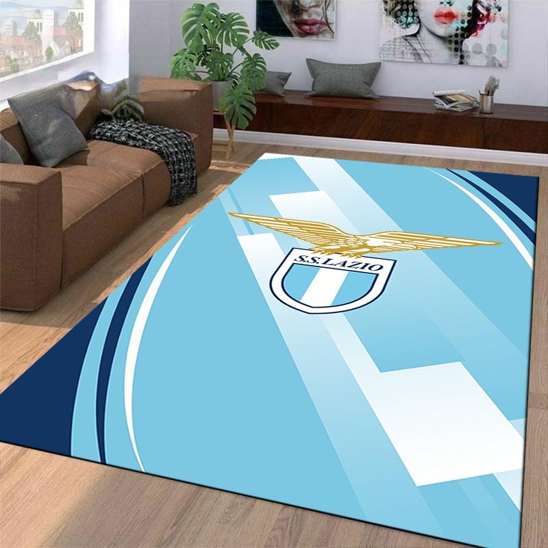 "S.S.. Tappeto Blu con Motivi Degradé "Design Logo Lazio" per la Casa" Adatto per l'uso come antiscivolo per divani del soggiorno e della camera da letto