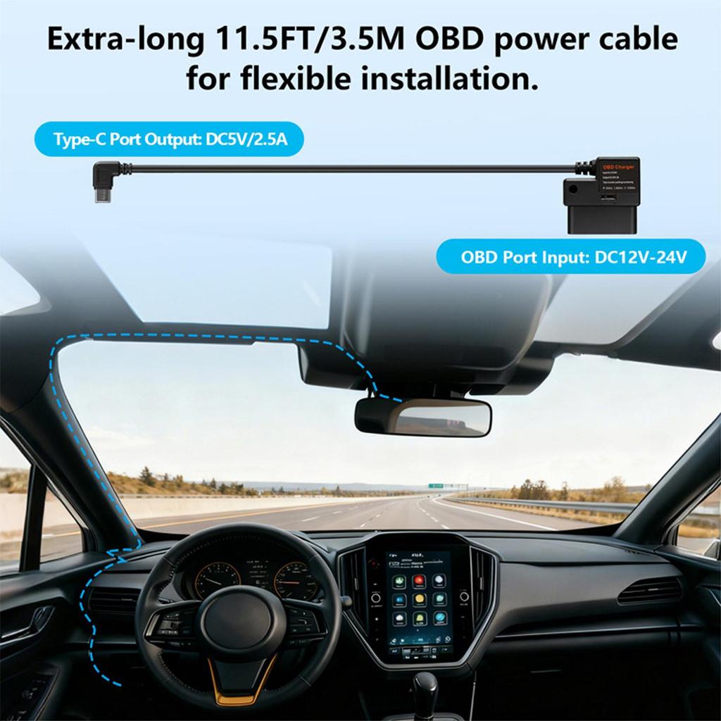 Car Hardwire Plug And Play 12V/24V To 5V Step-Down Hardwire USB Adapter Cable For Parking Lot Road Trips Daily Driving Overnight