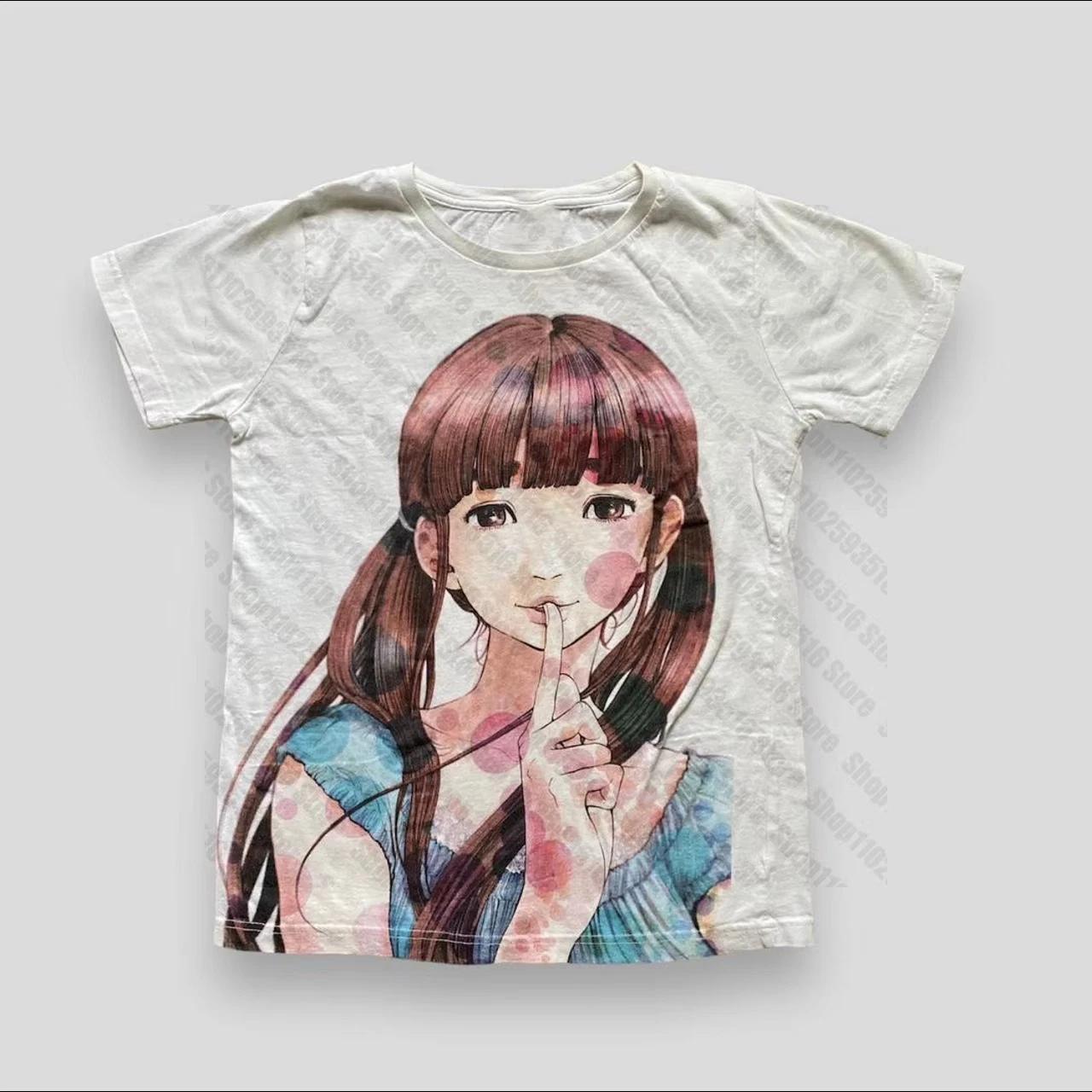 Womens Anime Girl Crop Top Baby Tee Y2K Aesthetic Graphic Shirt S-2XL S