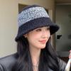 Two-color Woven Lamb Wool Pot Hat Fashionable Versatile Bucket Hat Women's Autumn Winter Warm Wool Knitted Hat