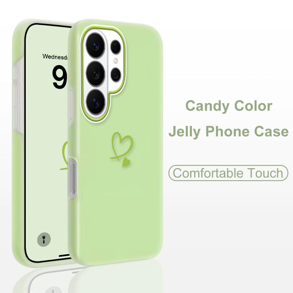 Simple Love Heart Phone Case For Samsung Galaxy S26 S25 S24 S23 Plus Ultra 5G Candy Colored Cover