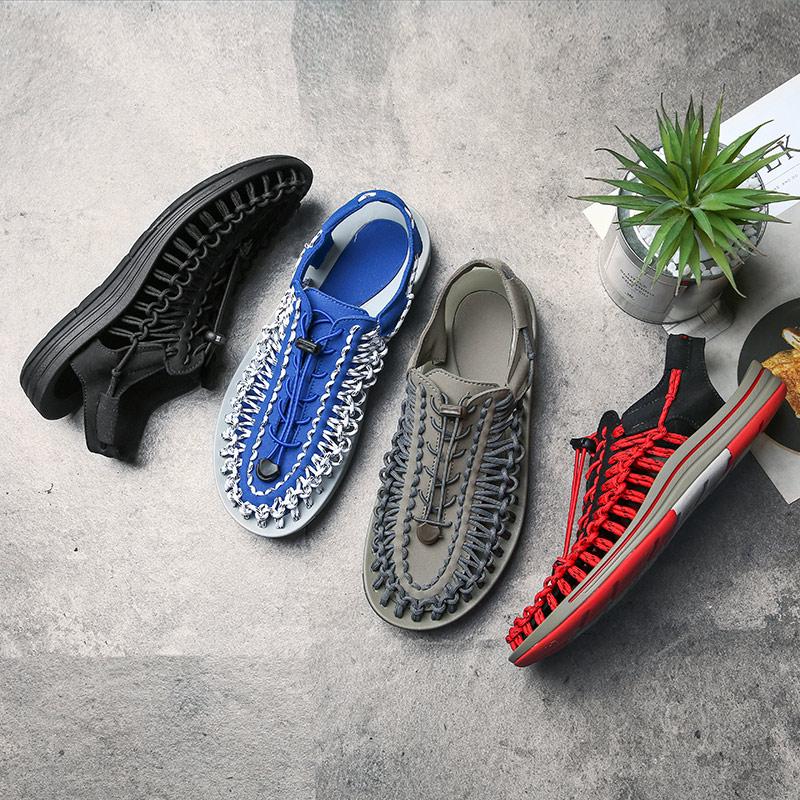 Summer Comfortable Mens Textile Knitting Upper Eva Footbed Dress Beach Water Shoes, Updatest Newest Fashionable  Japanese