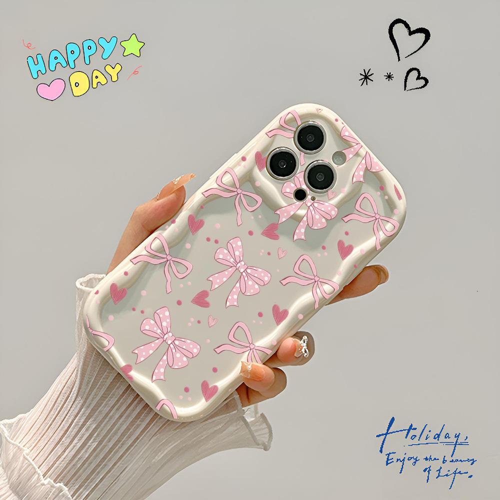 Love Bow Is Suitable for iPhone16Pro Mobile Phone Case, Sweet Girl Heart Apple 17promax Protective Case.