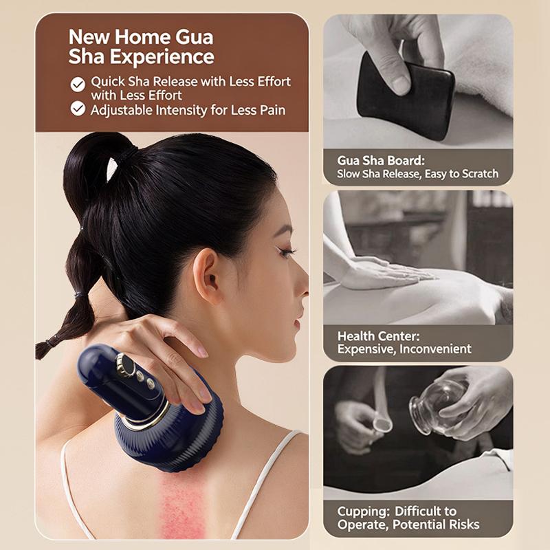 USB Genopladelig Mavemassager 9 Niveauer Til Varm Kompres og Justerbar Guasha Sugekop Intensitet Arm- og Benmassage