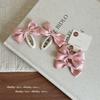 2Pcs Korean Version Children Sweet Pink Bow Hair Clip Side Broken Hair BB Clip Princess Style Rubber Band Hair Accessory