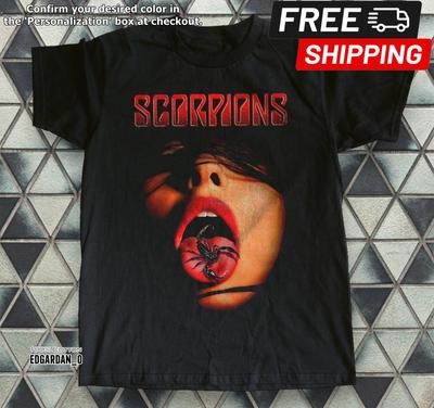 Scorpions Girl Schweres Baumwoll-Unisex-T-Shirt Schwarz Größe S-5XL