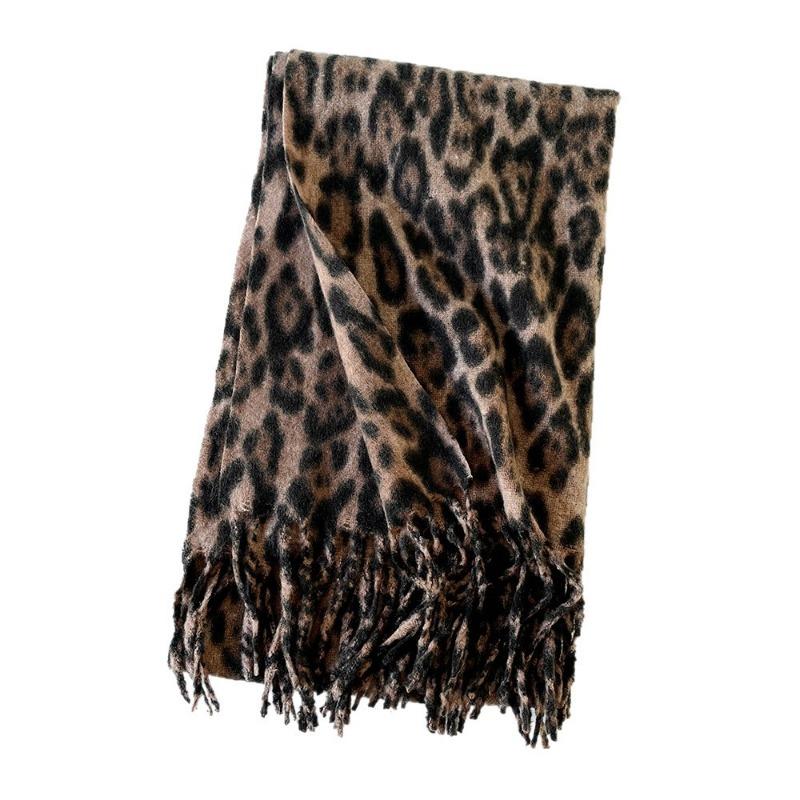 Leopard Print Scarf Women's Autumn and Winter Fashion Versatile Thickened Warm Scarf Long High-end Shawl