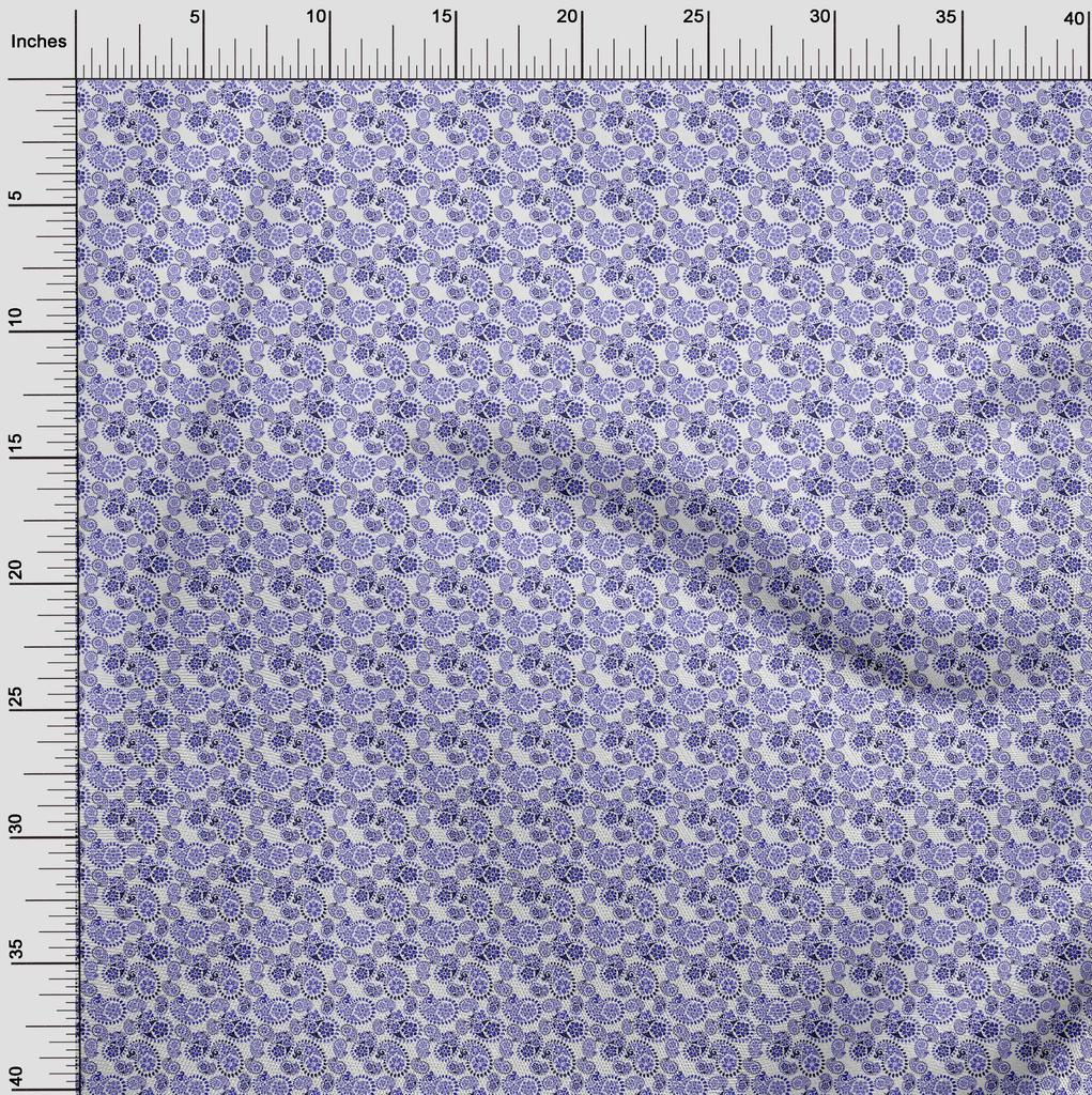 oneOone Cotton Flex Blue Fabric Asian Paisley Sewing Material Print Fabric By The Yard 40 Inch