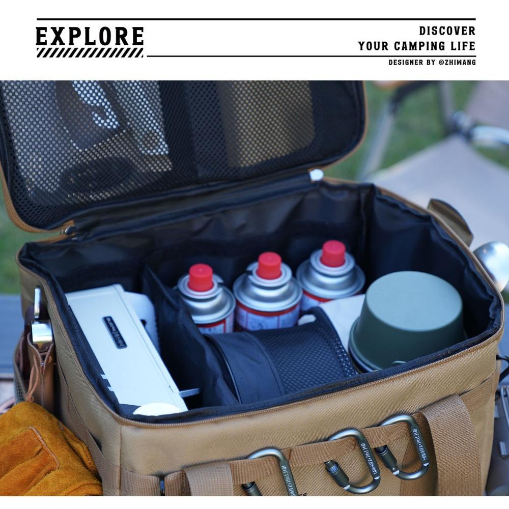 Outdoor Folding Storage Box, Camping Picnic Equipment Organizer, Large Capacity Tactical Storage Bag for Tableware & Kitchen Utensils