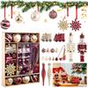50Pcs Christmas Tree Hanging Decors Decorative Red and Golden Xmas Tree Pendants Home Xmas Decoration for Home Hotel Party Decor