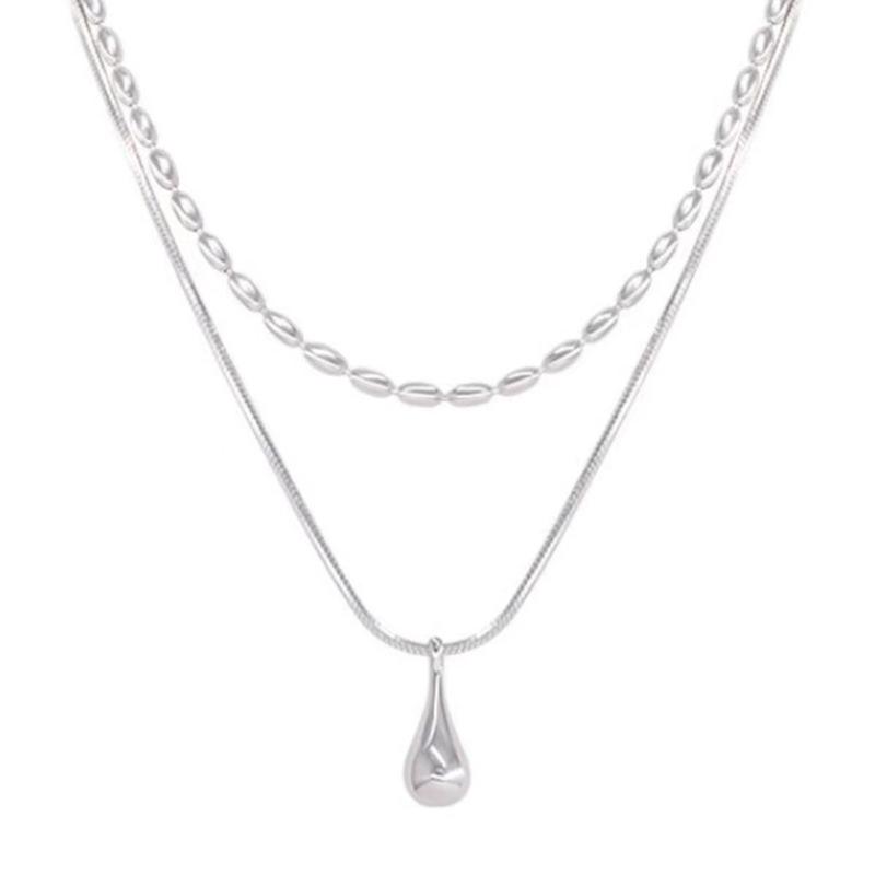 New 925 Silver Double Necklace Simple Charming Women's Pendant Geometric Shape Choker Birthday Gift Exquisite Jewelry