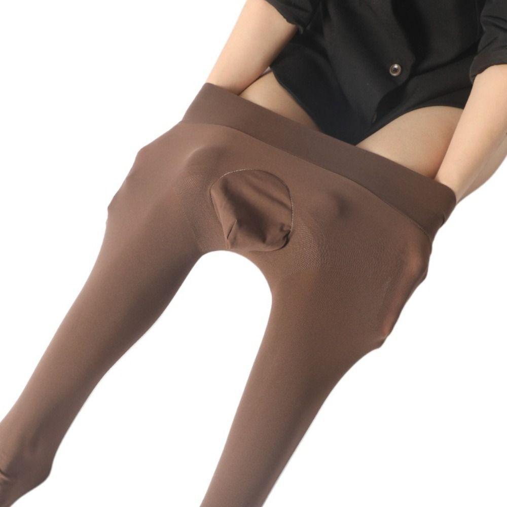 Solid Color Men's Elastic Pantyhose High Elastic 80D Velvet Stockings Seamless Sheath Tights Men