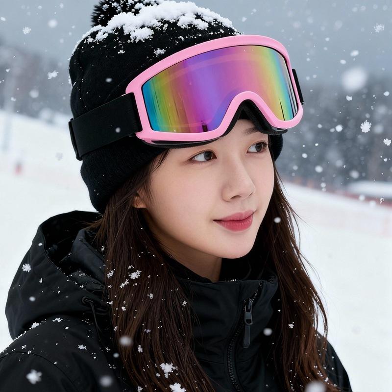 Winter ski goggles for men and women, suitable for those with prescription glasses, large frame with straps, windproof outdoor goggles for cycling