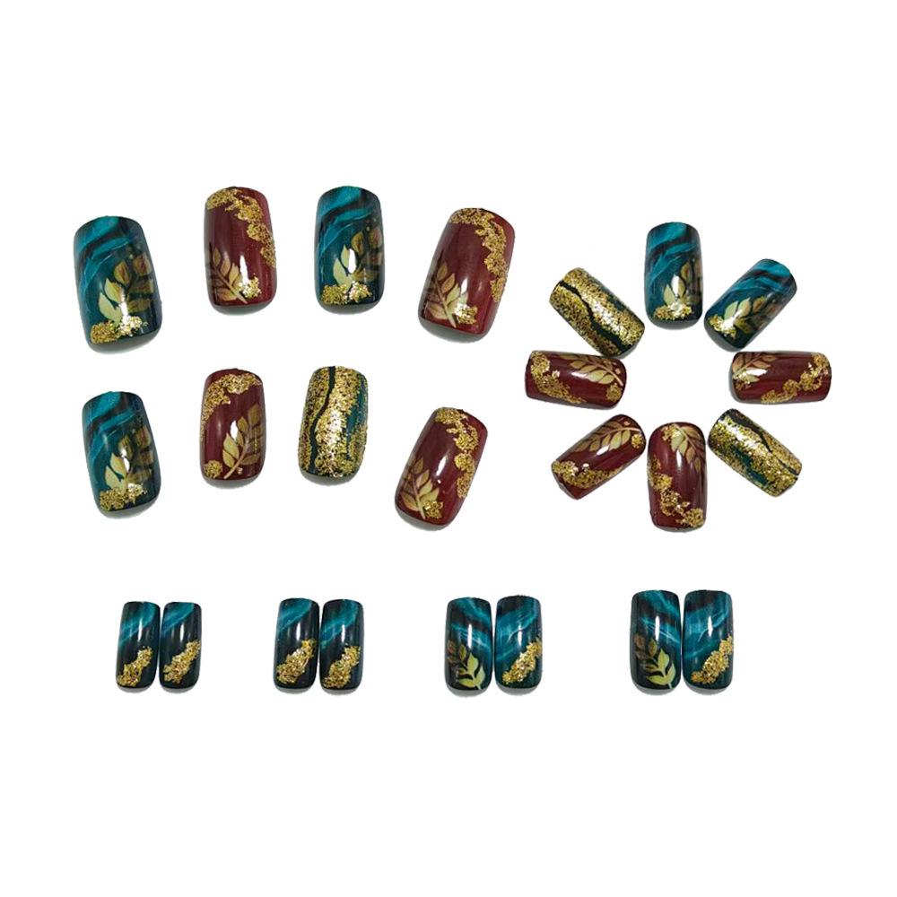 Retro Gilded Marbled Gold Leaf Nail Art Stickers - Fake Wearable Nails