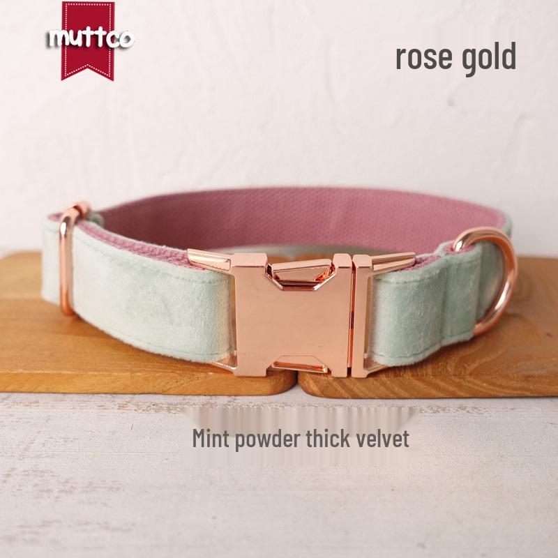 Double Layer Thick Fleece Dog Collar with Rose Gold Buckle - UDC-109M M