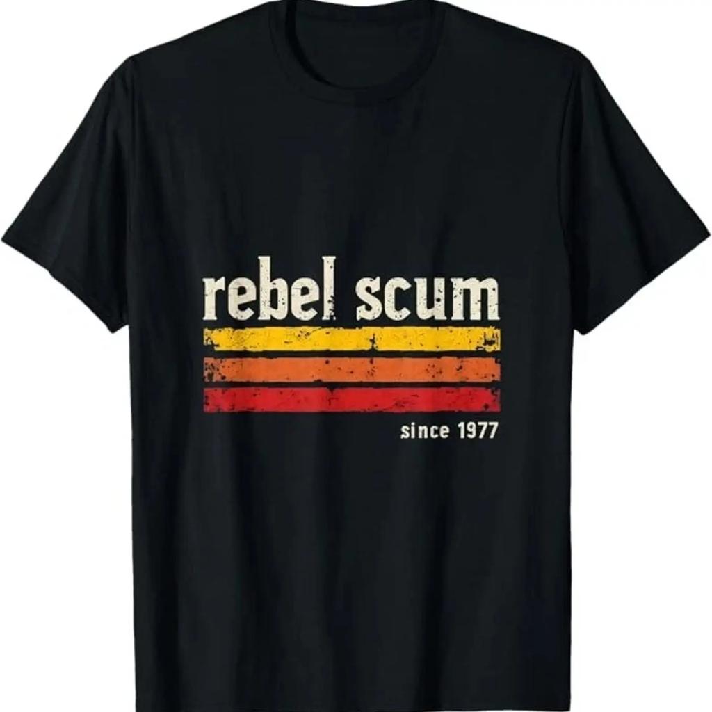 Rebel Scum Since 1977 Classic Retro T Shirt vintage Washed Comfortable Slightly designer clothes Casual Versatile homme Soft