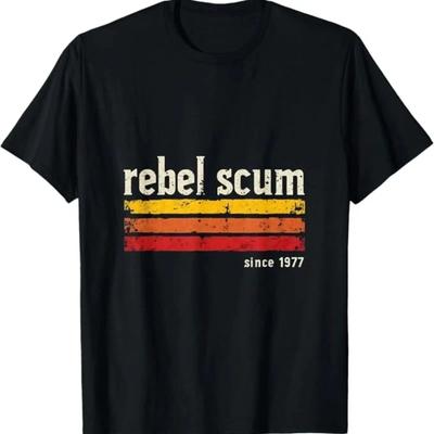 Rebel Scum Since 1977 Classic Retro T Shirt Vintage Washed Comfortable Slightly Designer Clothes Casual Versatile Homme Soft