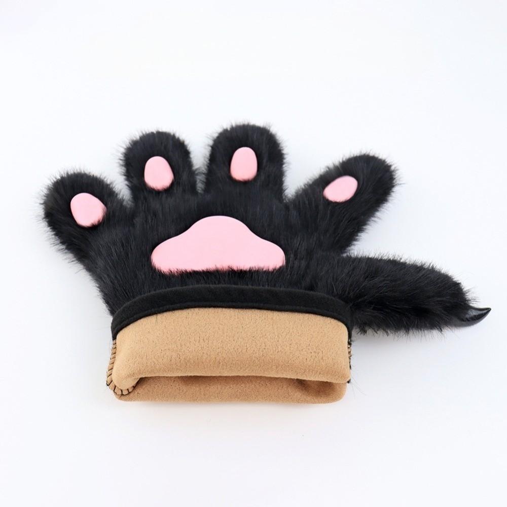 Cartoon Cosplay Costume Gloves Furry Puppy Claw Mittens Kawaii Plush Cat Paw Gloves  Club