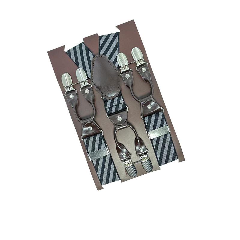 6 Clips Men'S Suspender Belt, Strap Thickened Elastic Belt, High-Quality Hardware Accessories