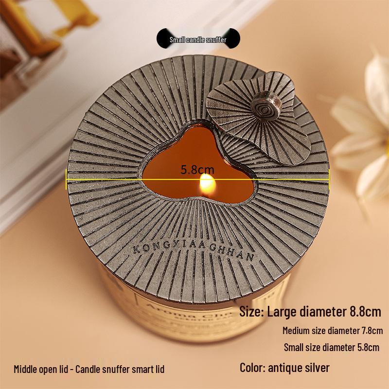Aroma Candle: Heat-Gathering Alloy Lid for Even Burning with Snuffer