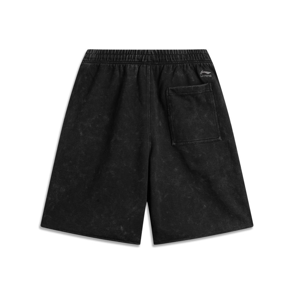 Li-Ning Sports Lifestyle Series Letter Mid-Waist Drawstring Breathable Versatile Straight-Cut Casual Shorts Men Shorts Black AKSV527-1