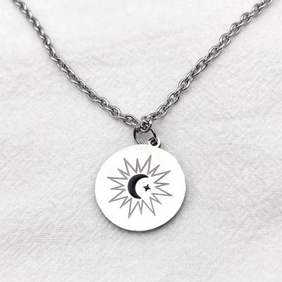 The Eclipse Cosplay Moon Star Circular Pendant Titanium Steel Necklace Lovers Jewelry Accessories