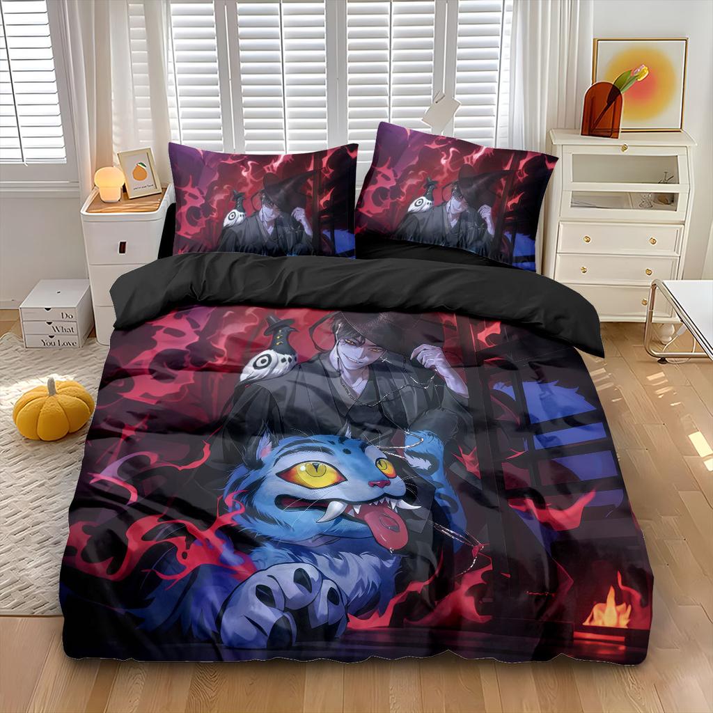 3pcs/set K-Pop Bedding Set Demon Hunters Colorful Print Polyester Student Dormitory Bed Sheet Duvet Cover Kid Gift Home Textile