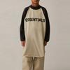 Fear Of God Essentials Kids Baseball T-Shirt Wheat SS22 Letter Flocked Logo Round Neck Pullover Long Sleeve T-Shirt Kids Tops FOG-SS22-999