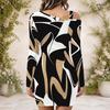 Women Plus Size One Shoulder Long Sleeve Printed Striped Bodycon Mini Dress