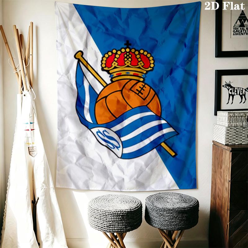 Real Sociedad Wall Tapestry Aesthetic Wall Hanging Printed Fabric Blanket Decorative Tapestries for Bedroom Living Room Home Decor