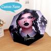 Custom Name Gothic Addams Umbrella Folding Umbrella, Automatic Umbrella 8-Frame for Travel, Casual Lightweight Birthday Christmas gift
