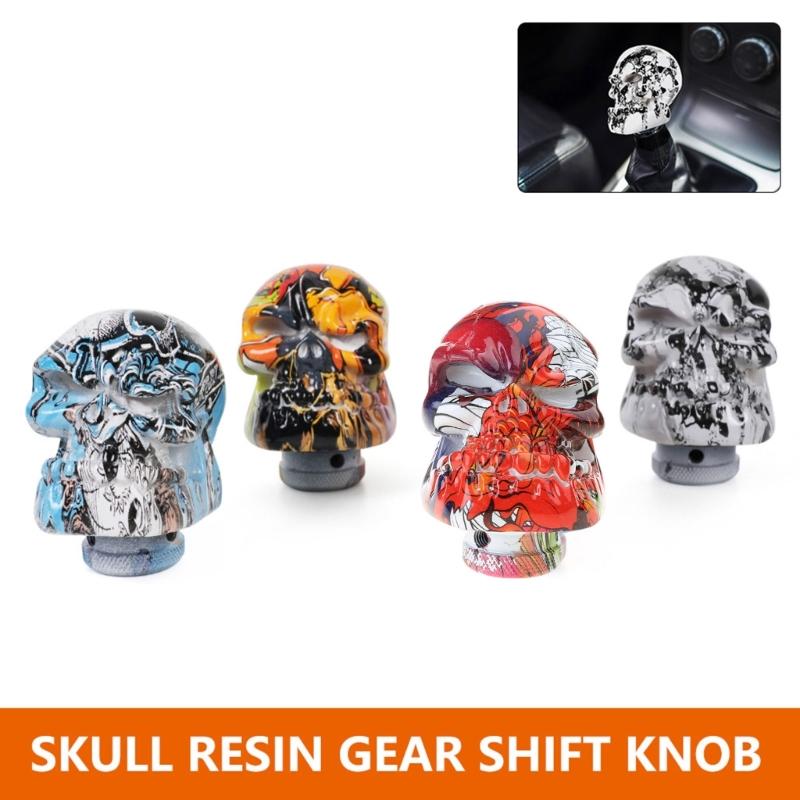 Skull Shape Gear Shift Knob Resin Mixed Pattern Manual Shifter Handle Universal Suitable For Car Modification Accessory