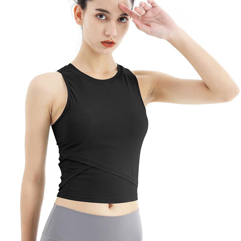 

Женский быстросохнущий ударопрочный жилет для йоги с нагрудными вкладышами - Дышащий, утягивающий, без рукавов, нейлоновый фитнес-пуловер Large