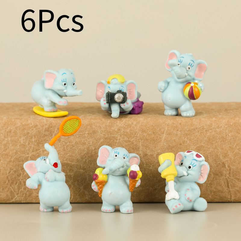 

Кукла слон 6 шт. Модель игрушки Украшение Анимация Мультфильм Милый Материал ПВХ