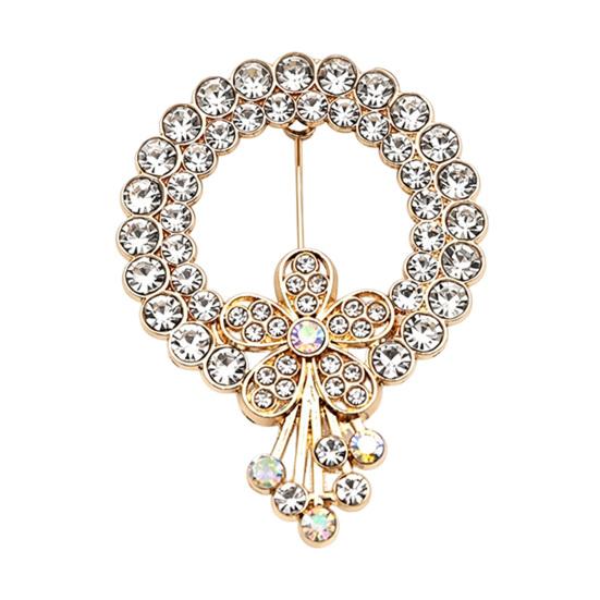 Decorative Shirts Brooch Women Hollow Rhinestone Ring Brooch, Dainty Circle Lapel Elegant Pin Pin, Sweater Cardigan Coat Dress Jewelry Accessories