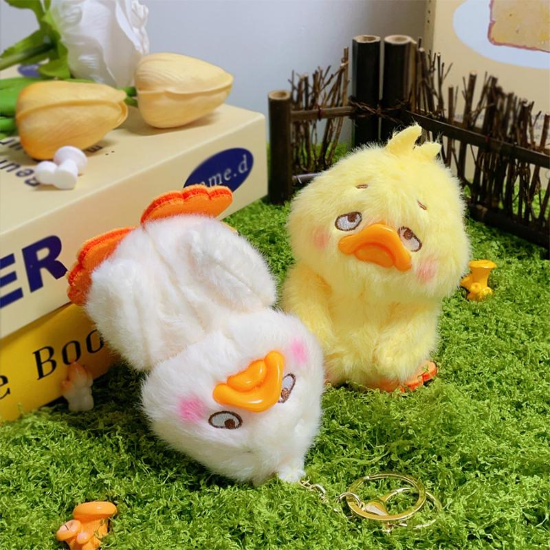 Funny Cute Little Duck Plush Keychain Cartoon Yellow Duck Toy Backpack Decorative Pendant Car Key Chain Accessories Gifts