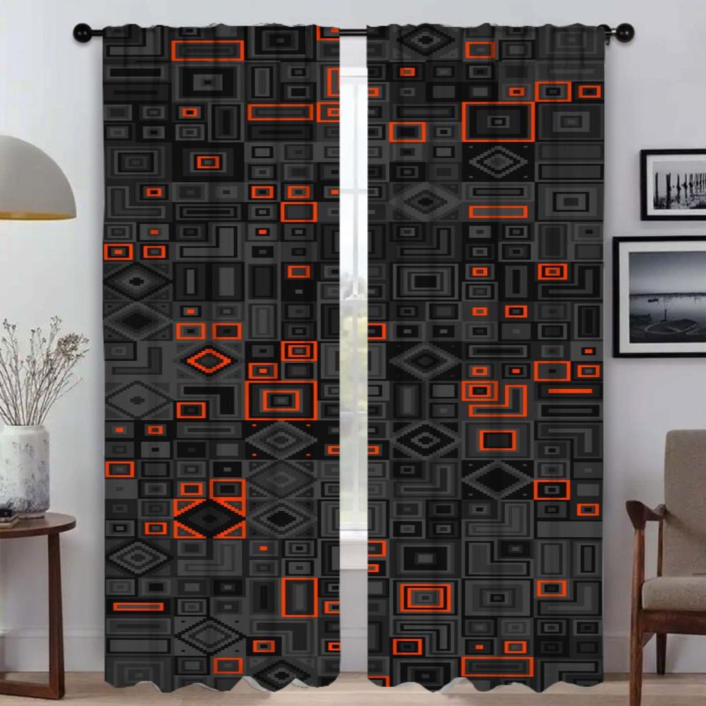 Set Of 2 Elegant Painted Design Room Curtains Camera Window Curtain Home Interior Shades Tulle Bedroom Living For Sleeping Area Made Polyester