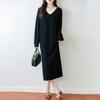 Women Sweater Dress 100% Wool TIDENOVEL V-neck Knit Long Pullover Winter Jumpers Wool Long Dress Female