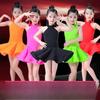 Vestido de Dança Latina para Meninas Crianças Lantejoula Franja Fantasia de Performance – Roupa para Competição de Salsa Rumba Tango Ballroom