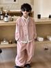 2025 Autumn Pink Casual Boys' Jacket with Stand Collar - Trendy Children's Clothing Set