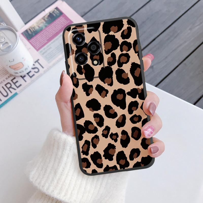 For Honor 200 90 400 Pro Lite Phone Case Brown Leopard Print Soft Silicone TPU Cover Colorful Marble Fundas Coque Shell Bumper
