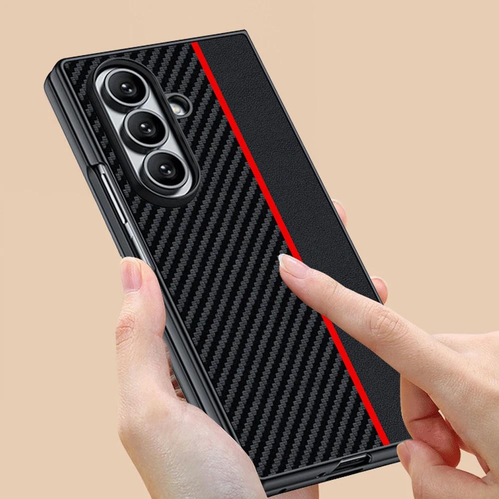 600D Business Sle Kevlar Carbon Fibre Leather Case For Samsung Z Fold 7 6 5 4 3 Solid Color Splice Shockproof Protect Cover
